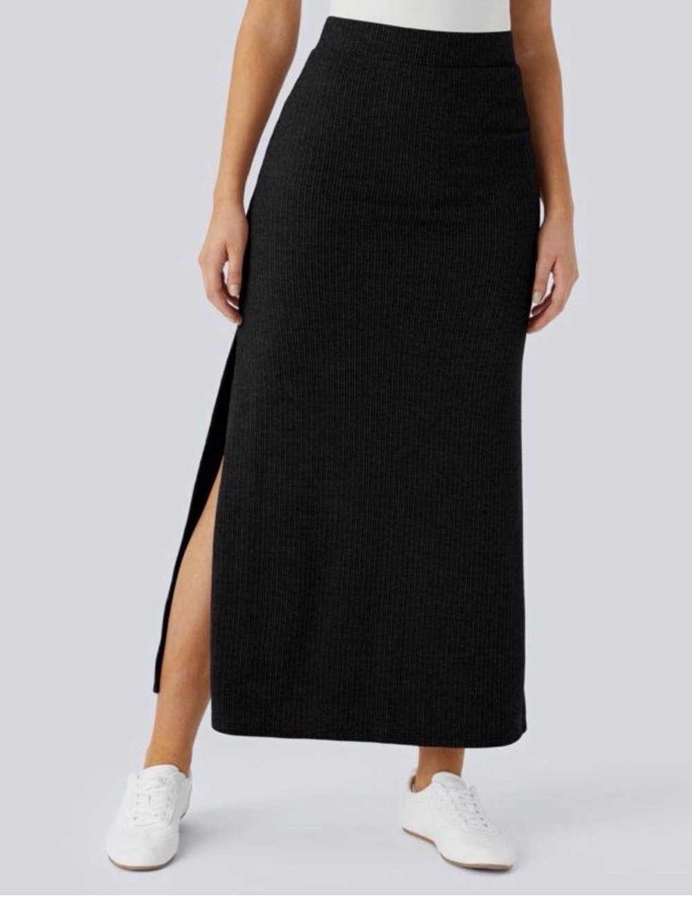 Blue blush high rise slit maxi skirt black NWT small - Picture 2 of 5